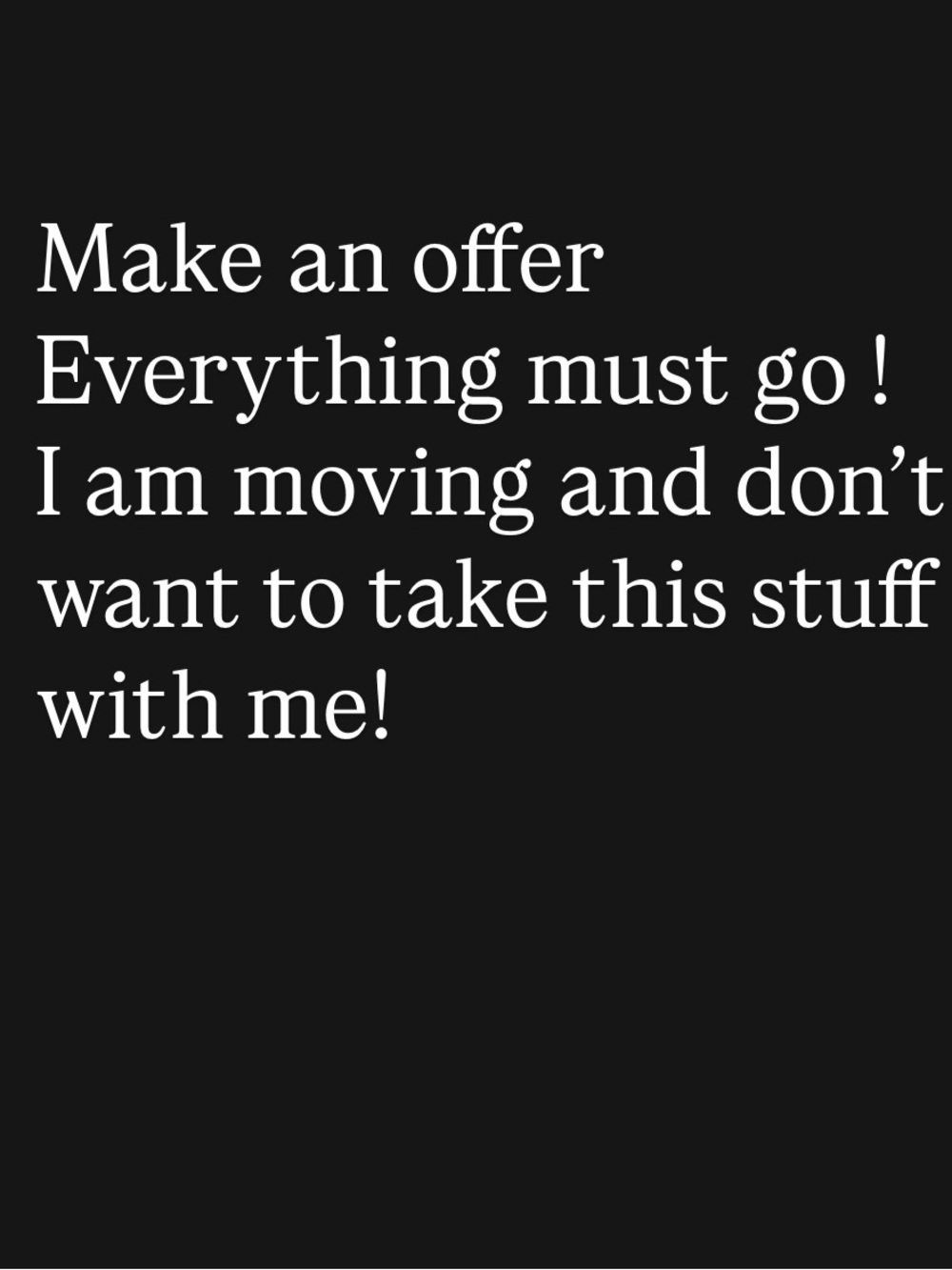 Black Graphic Text Image - 'Make an offer' Sign